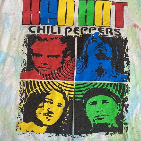 Vintage 90's Red Hot Chili Peppers Tie Dye T Shirt Size M E - Picture 4 of 9
